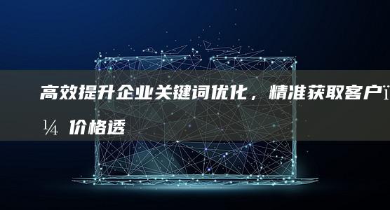 高效提升企业关键词优化，精准获取客户，价格透明公正